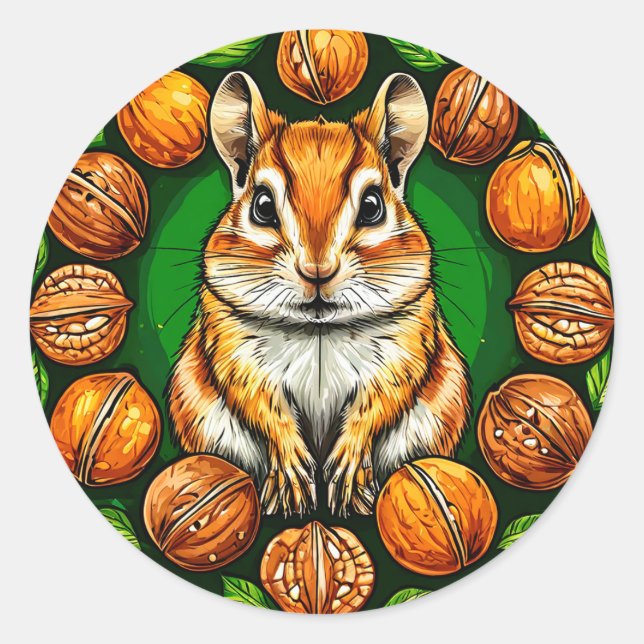 Adesivo Hamster Fofo com Nozes Presente Aconchegante e Div (Frente)