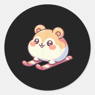 Adesivo Hamster Fofo de Esqui Kawaii Gordinho Encosta Alpi