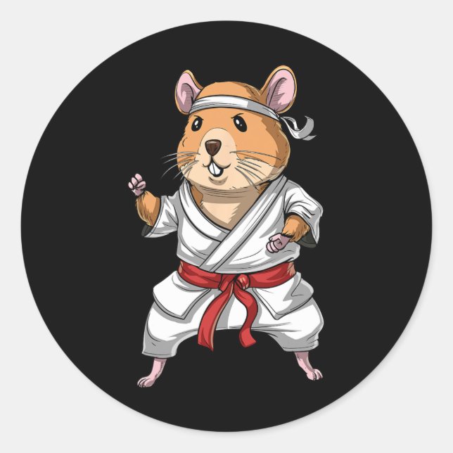 Adesivo Hamster Karate Ninja Jiu-jitsu Judo Taekwondo Mart (Frente)