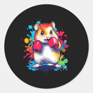 Adesivo Hamster Vestindo Luvas Boxando Arte Colorida