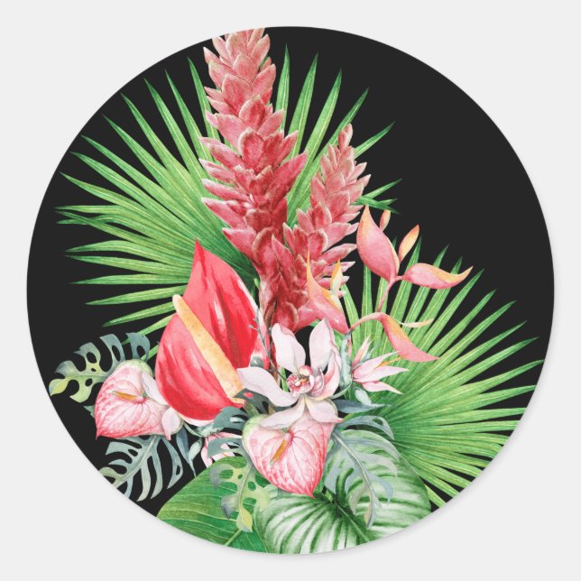 Adesivo Hana hou! (Preto) Esquema de Flor Havaiano (Frente)