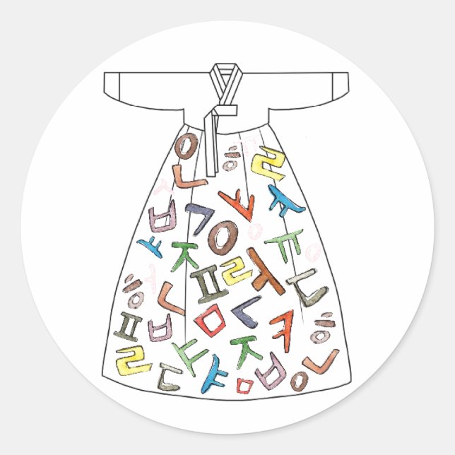 Adesivo Hanbok com letras coreanas (Frente)