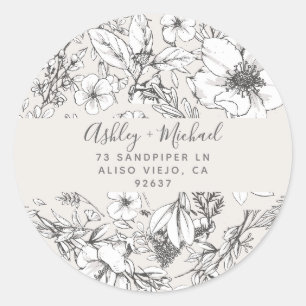 Adesivo HAND-DRAWN BOTANICAL Stylish Modern Blush Floral