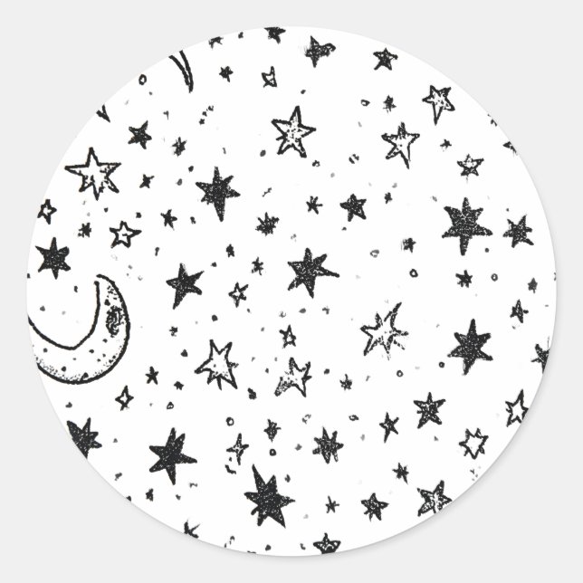 Adesivo Hand Drawn Celestial Night Sky Pattern (Frente)