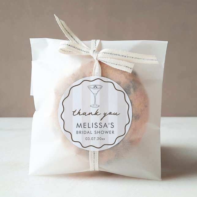 Adesivo Hand-drawn Espresso Martini Bridal Shower Favor (Modern espresso martini coffee theme bridal shower favor stickers with hand-drawn doodle elements)