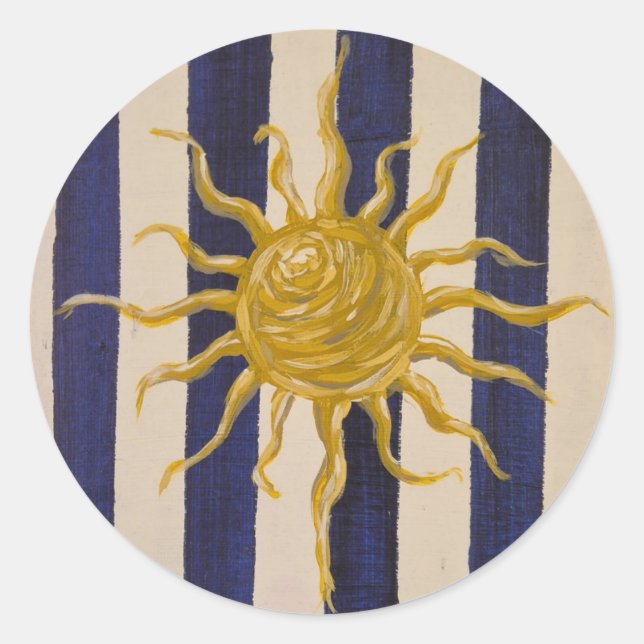 Adesivo Hand-Drawn Sun Sticker with Classic Stripes (Frente)