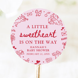 Adesivo Hand Drawn Valentine Little Sweetheart Baby Shower
