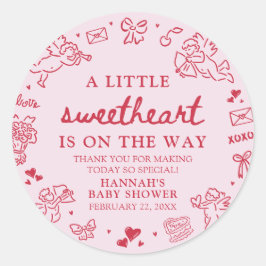 Adesivo Hand Drawn Valentine Little Sweetheat Baby Shower