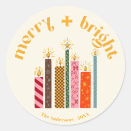 Adesivo Hand-Illustrated Merry + Bright Christmas Sticke