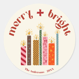 Adesivo Hand-Illustrated Merry + Bright Christmas Sticke C