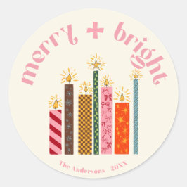 Adesivo Hand-Illustrated Merry + Bright Christmas Sticker
