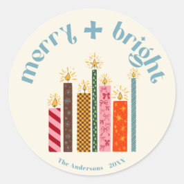 Adesivo Hand-Illustrated Merry + Bright Christmas Sticker