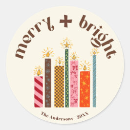 Adesivo Hand-Illustrated Merry + Bright Christmas Sticker