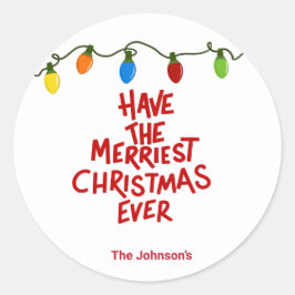 Adesivo Hand Lettered Merry Christmas Round Sticker