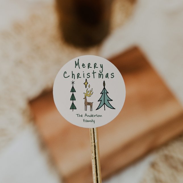 Adesivo Hand Painted Abstract Christmas Tree Reindeer (Criador carregado)