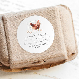 Adesivo Hand Painted Chicken Farm or Coop Egg Carton Label