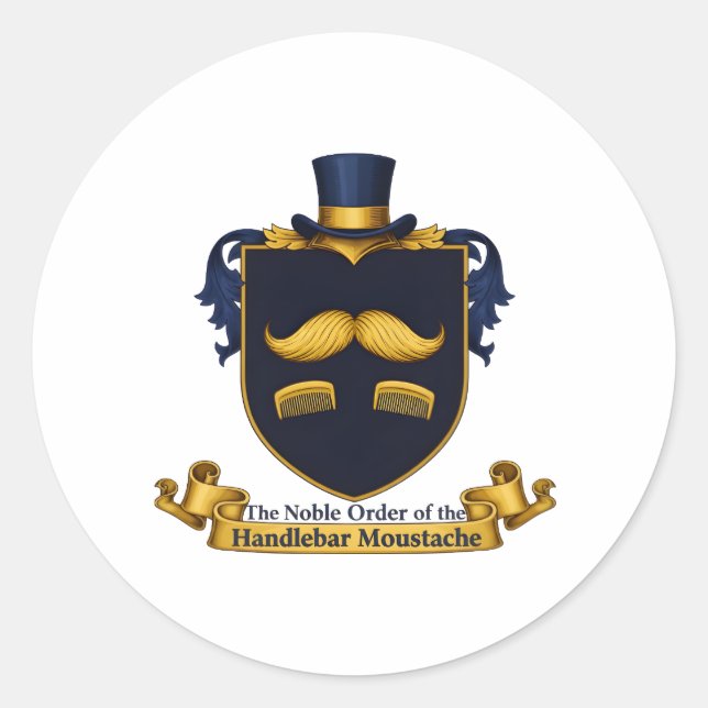 Adesivo Handlebar Moustache Gentleman's Round Sticker (Frente)