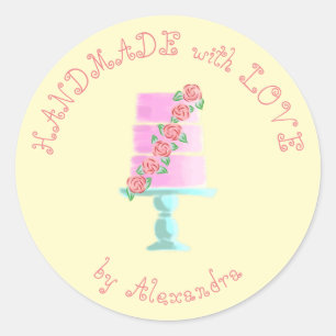 Adesivo HANDMADE com LOVE bolo personalizado de camada Cl
