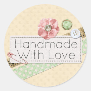 Adesivo Handmade com os pontos & os botões Sewing do amor