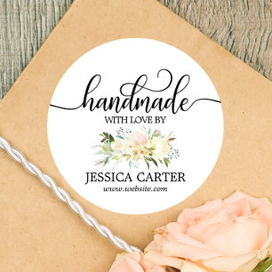 Adesivo HANDMADE floral da aguarela COM negócio do AMOR