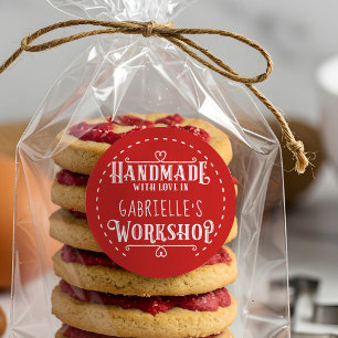 Adesivo Handmade personalizado vermelho com amor na