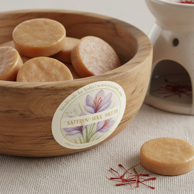 Adesivo Handmade Saffron Wax Melts Round Sticker (Criador carregado)