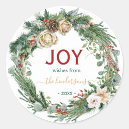 Adesivo Handwritten Script Christmas Joy Wreath Name