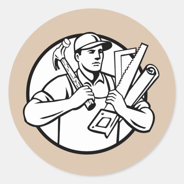 Adesivo Handyman Tradesman Repairman Carpenter com Ferrame (Frente)