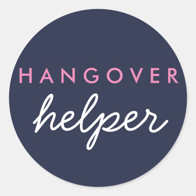 Adesivo Hangover Helper Weding Favor Sticker Marinho Rosa (Frente)