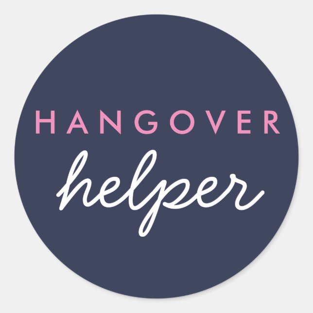 Adesivo Hangover Helper Weding Favor Sticker Marinho Rosa (Frente)