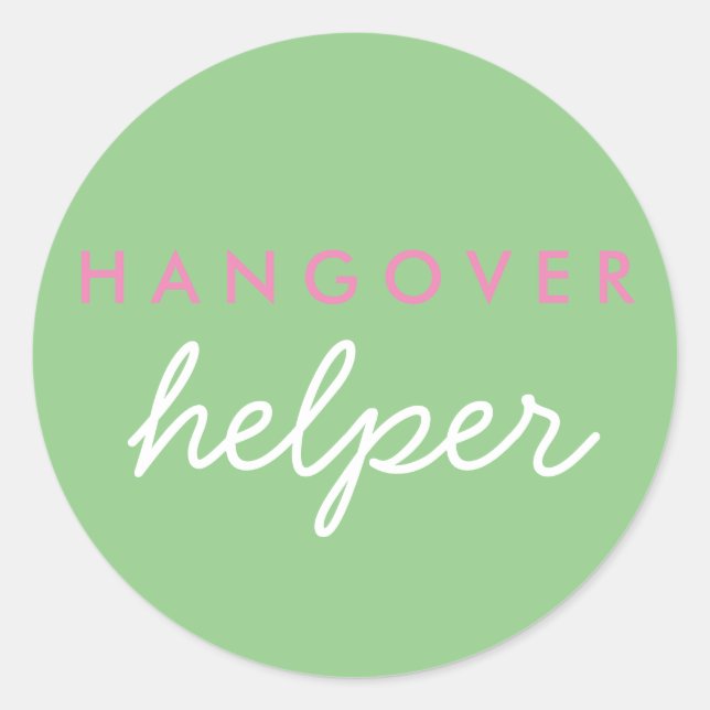 Adesivo Hangover Helper Wedor Favor Sticker Sage Rosa (Frente)