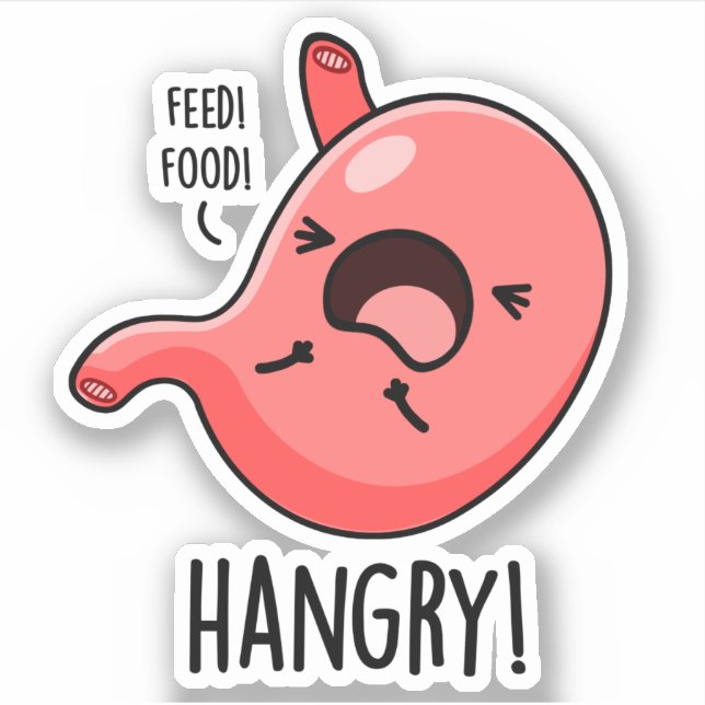 Adesivo Hangry Engraçado Fome Com Fome De Stomach Pun (Frente)