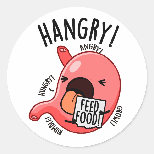Adesivo Hangry Funny Stomach Pun (Frente)
