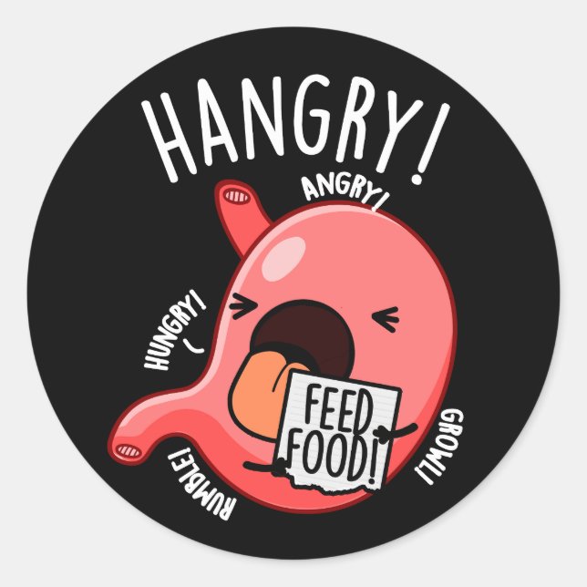 Adesivo Hangry Funny Stomach Pun Dark BG (Frente)
