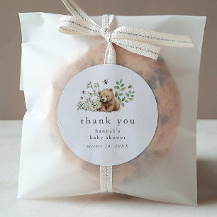 Adesivo HANNAH Summer Bear Woodland Chá de fraldas Obrigad