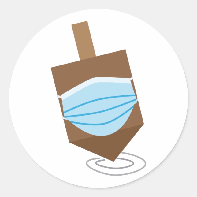 Adesivo Hanukkah 2020 - Topo girando com máscara facial (Frente)