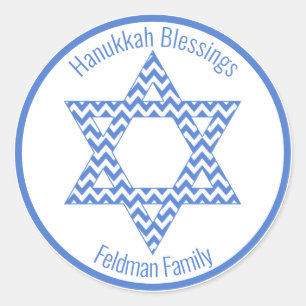 Adesivo Hanukkah Blessings - Estrela Azul Chevron de David