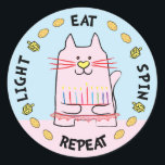 Adesivo Hanukkah CAT Stickers "Light, Coma, Gire, Repete"<br><div class="desc">Chanucá/Chanukah CAT Holiday autocolantes, "Light, Coma, Spin, Repeat" Enfim, eu escrevo, Chanukah é um dos meus feriados favoritos. Divirta-se usando esses adesivos como topos de bolo, etiquetas de presentes, fechos de malas de favor ou qualquer que seja a sua festa! Obrigados para parar e comprar! Seu negócio é muito apreciado!...</div>