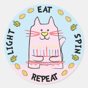 Adesivo Hanukkah CAT Stickers "Light, Coma, Gire, Repete"