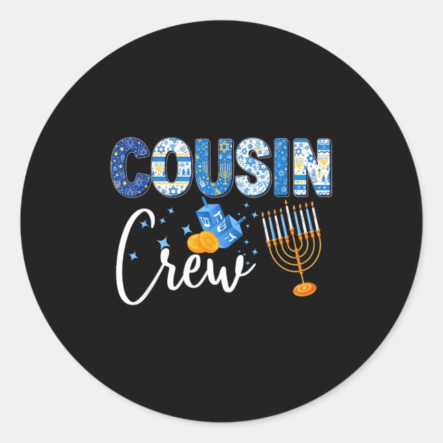 Adesivo Hanukkah Cousin Crew Matching Family Christmas Paj (Frente)