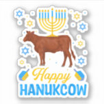 Adesivo Hanukkah Cow Orah Dreidel Jewish Chanukah Decorati<br><div class="desc">Chanucá Vaca Orah Dreidel, Decoração judia de Chanukah. Design perfeito para pessoas que amam frango e celeiro de fazendas e animais de criação. Pegue esta design como presente de aniversário para seu avô, avó, pai, mãe, esposa, marido, irmã ou irmão. O design é também excelente, não importa a ocasião do...</div>