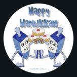 Adesivo Hanukkah Dancing Dreidels e Jelly Doughnut<br><div class="desc">Você está vendo The Lee Hiller Designs Collection of Home and Office Decor,  Roupa,  Gifts and Coleções. As Designs incluem Lee Hiller Photoographic e Mixed Media Digital Art Collection. Você pode ver sua fotografia da Nature em http://HikeOurPlanet.com/ e seguir seu blog de caminhada no Hot Primavera National Park.</div>