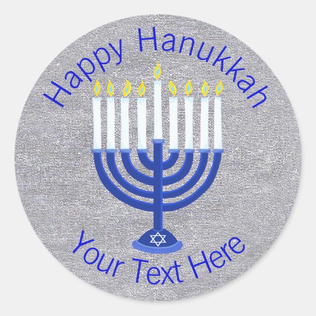 Adesivo Hanukkah Dark Blue Menorah Em Faux Silver Cute (Frente)