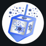 Adesivo Hanukkah Dreidel Sticker<br><div class="desc">Um adesivo especial do envelope Hanukkah divertido,  com gráficos excelentes de um sonho azul e prateado,  com Estrela Azul de Davids em todos os lados e acima dele. Excelente como selos de envelopes para seus cartões ou convites de festas de Chanucá,  ou favoritos para festas para as crianças.</div>