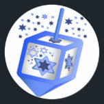 Adesivo Hanukkah Dreidel Sticker<br><div class="desc">Um adesivo especial do envelope Hanukkah divertido,  com gráficos excelentes de um sonho azul e prateado,  com Estrela Azul de Davids em todos os lados e acima dele. Excelente como selos de envelopes para seus cartões ou convites de festas de Chanucá,  ou favoritos para festas para as crianças.</div>