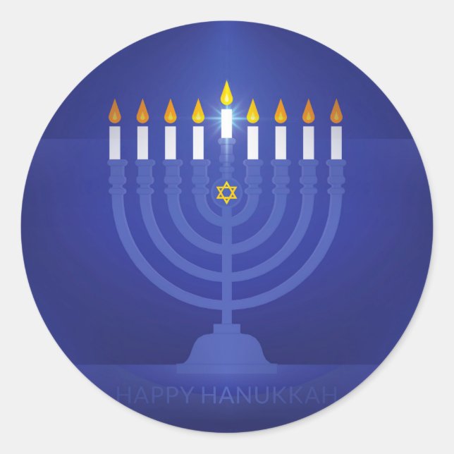 Adesivo hanukkah feliz azul (Frente)