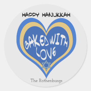 Adesivo Hanukkah feliz, cozido com amor