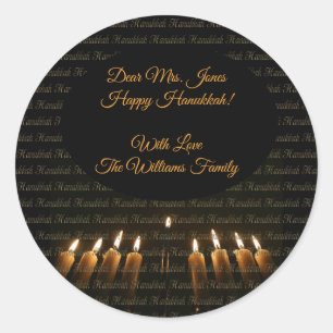 Adesivo Hanukkah feliz Menorah Candles elegante