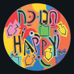 Adesivo Hanukkah Happy Bright Stickers (1 1/2"/3")<br><div class="desc">Hanukkah Happy Bright Art Holiday. Escolha entre adesivos de 1/2" e 3". Obrigados para parar e comprar! Seu negócio é muito apreciado! Feliz Hanukkah! Forma: adesivo redondo clássico Faça o seu estilo único criando adesivos personalizados para cada ocasião! De envios especiais e reservas para atividades infantis e projetos DIY, você...</div>