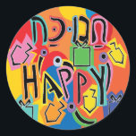 Adesivo Hanukkah Happy Bright Stickers (1 1/2"/3")<br><div class="desc">Hanukkah Happy Bright Art Holiday. Escolha entre adesivos de 1/2" e 3". Obrigados para parar e comprar! Seu negócio é muito apreciado! Feliz Hanukkah! Forma: adesivo redondo clássico Faça o seu estilo único criando adesivos personalizados para cada ocasião! De envios especiais e reservas para atividades infantis e projetos DIY, você...</div>